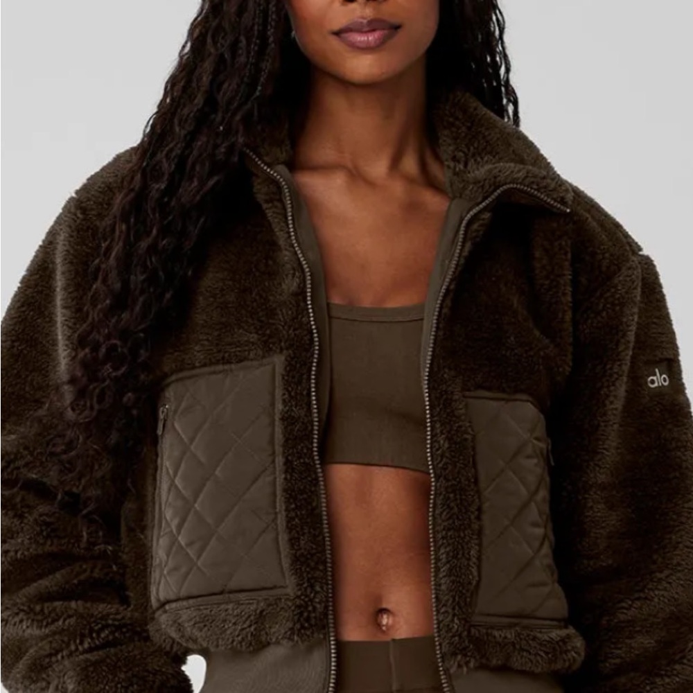 ALO Yoga Women's Dark Brown Teddy Jacket - Picture 2 of 2